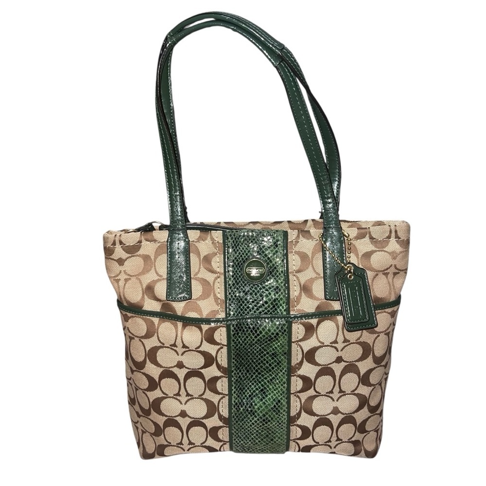 Vintage Coach Y2k Signature Canvas Tote Monogram Dark… - Gem
